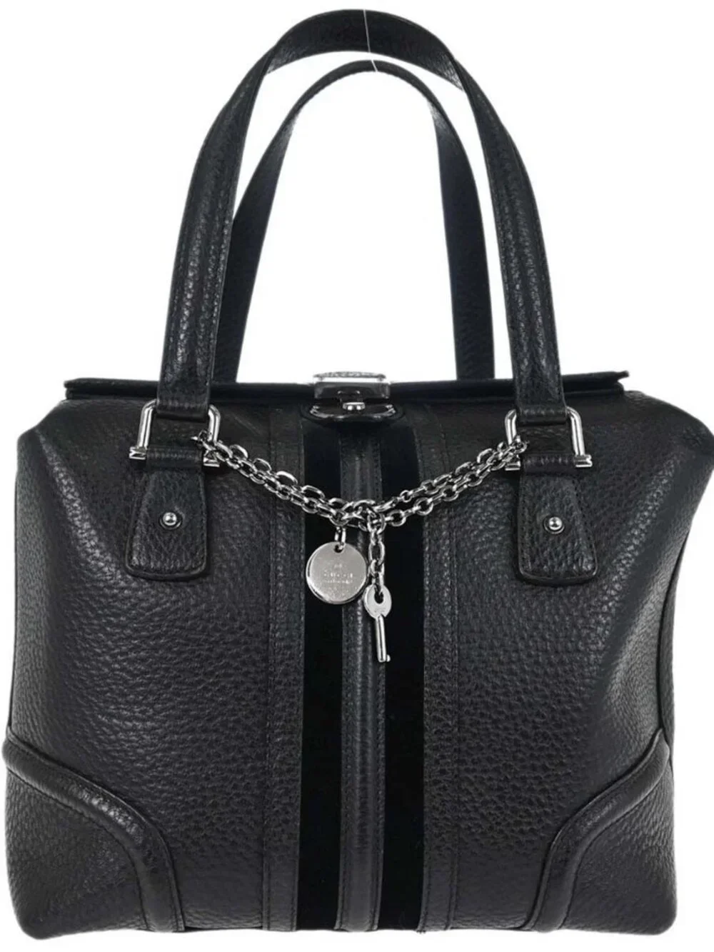 Gucci Black Leather Sherry Line Treasure Duffle Handbag 146002